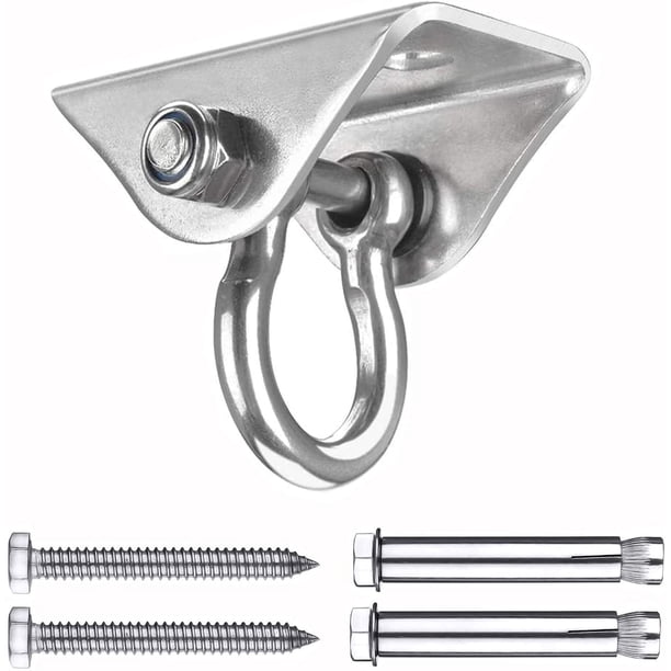 Gancho de Techo, Suspensión de Rotación de 180° de Acero Inoxidable de Alta Resistencia, Capacidad de 450 KG, para Juegos de Madera de Concreto, Silla Colgante, Lámpara Colgante, Hamaca, Yoga, con 4