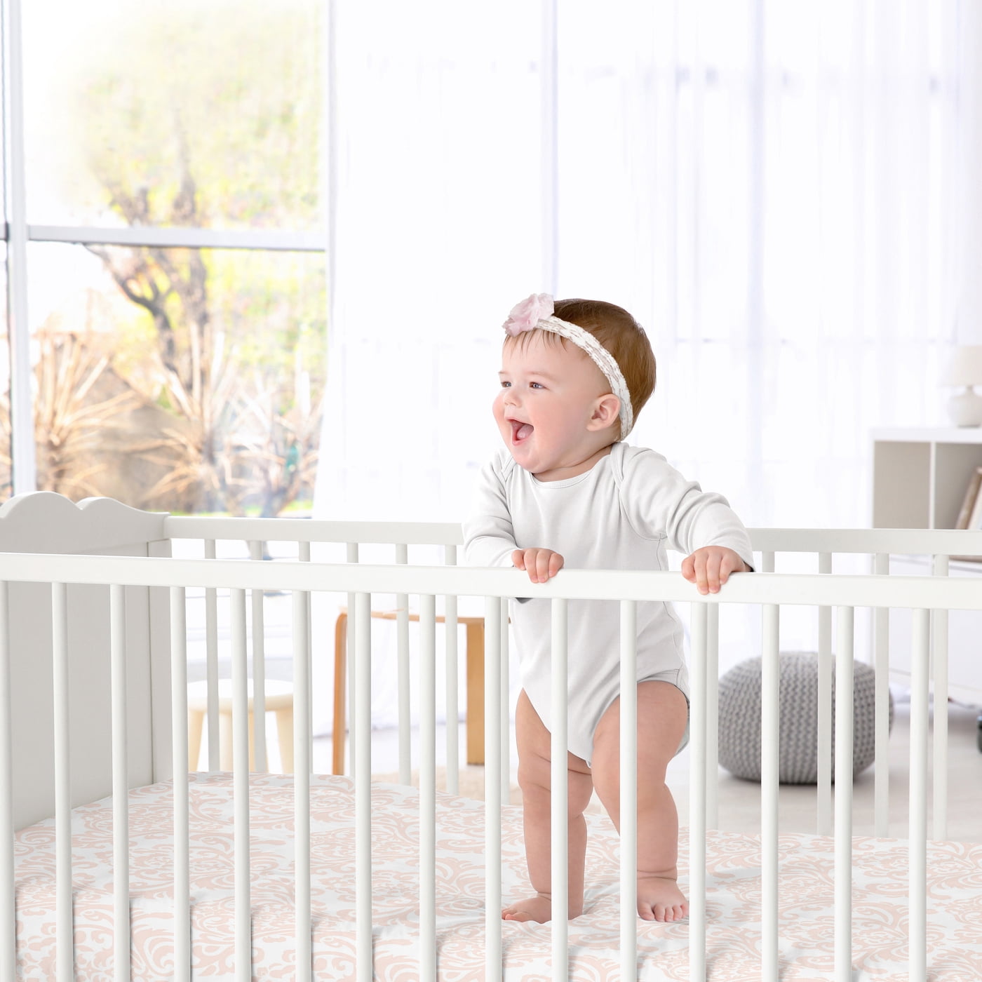 Sweet Jojo Designs Amelia Pink and White Fitted Crib Sheet