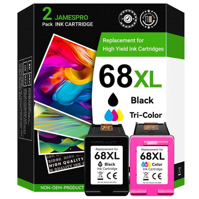 Cartuchos de tinta JamesPro 68XL High Yield para HP 68 negro/color