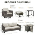 thumbnail image 7 of Unnifurnzi Patio Furniture Set with Fire Pit Table-7 Pieces Outdoor Furniture with Outdoor Swivel Rocker Patio Chairs Outdoor Patio Furniture Set for Deck Balcony Garden-Gray/Beige, 7 of 7