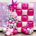 thumbnail image 7 of LQQBOX Hot Magenta Pink Square Foil Balloons Wall Backdrop Double Sided Balloon For Anniversary Bachelorette Birthday Engagement Bridal Baby Shower Party Decorations, 7 of 7