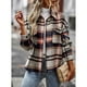 thumbnail image 5 of Camisa de manga larga a cuadros para mujer, abrigo informal con cuello y botones, blusa para uso diario, color café L, 5 of 8