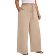 thumbnail image 2 of Plus Size Workout Clothes High Waisted Sweatpants Women Wide Leg Casual Palazzo Pants Work Business Elastic Waist with Drawstring Pants for Lounge Spring & Autumn 2026 Khaki XXXL, 2 of 4