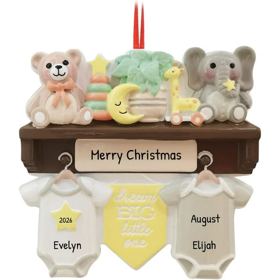 Personalized Baby’s First Christmas Ornaments 2025 – My Twins First Custom Christmas Ornament Expecting Twins Baby Shower Ornaments Newborn Hanging Ornaments