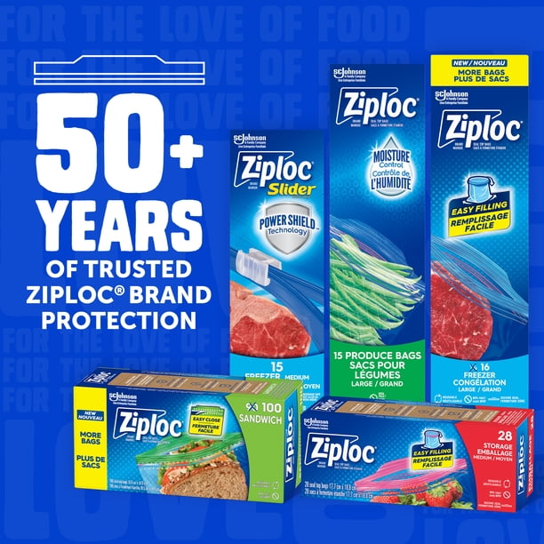 Ziploc Freezer Bags, Seal Top, 75 Bags - Walmart.ca