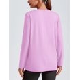 thumbnail image 3 of Pinspark Long Sleeve Workout Tops for Women Solid Athletic Shirts Lightweight Yoga Shirt Stretchy Running Top Loose Fit, 3 of 6