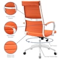 thumbnail image 5 of Pemberly Row Modern Style Vinyl and Aluminum Highback Office Chair in Orange, 5 of 5