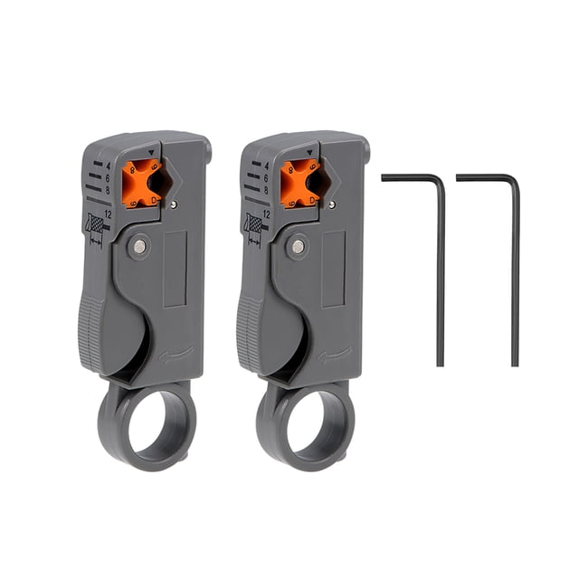 Uxcell 3.86''x1.38''x0.79'' Destripador de cable coaxial rotativo herramienta de corte de plástico gris 2 piezas