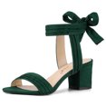 thumbnail image 1 of BLISSFUL STEP Women's Open Toe Back Ankle Tie Chunky Heel Sandals, 1 of 7