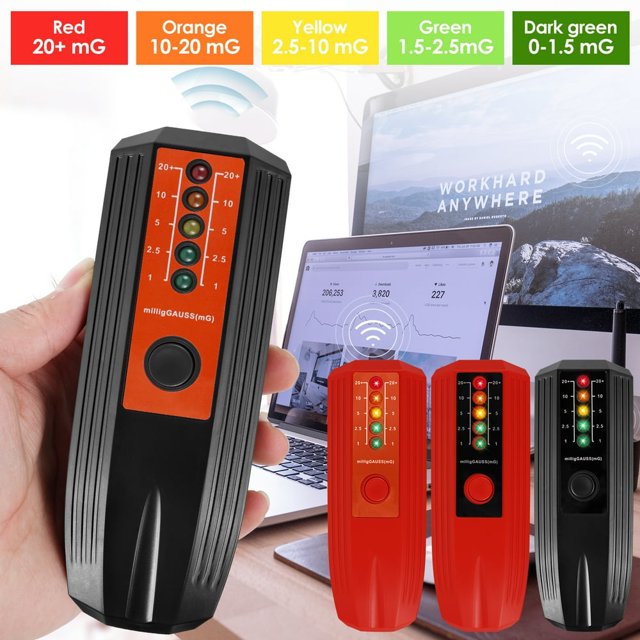 MesaSe Electromagnetic Radiation Detector Portable EMF Reader with Colorful LED Light High Accuracy Electromagnetic Radiation Tester Battery Powered Electric EMF Detector for Industrial