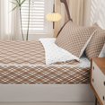 thumbnail image 5 of Manfei Modern Checkered Zipper Twin Comforter Sets with Fitted Sheet and 2 Pillowcases,Geometric Check Zipper Bedding Set,Brown White,Reversible,4pcs, 5 of 8