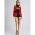 thumbnail image 7 of iiniim Women's Sequin Circus Ringmaster Costume Long Sleeve Showman Lion Tamer Skirted Bodysuit Red 4XL, 7 of 7