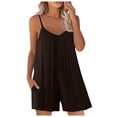 thumbnail image 1 of TrendOFT Combinaison d'Été pour Femmes Décontractée Sans Manches Shorts Unis à Bretelles Combinaisons une Pièce Salopettes Café S, 1 of 5