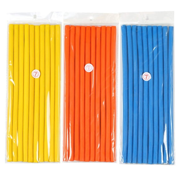 3Pack Flexible Twist-Flex Spiral Hair Curlers - Soft Foam No Heat Rollers for Long, Medium, Short Hair (Diameter 0.8cm, 30 Rods)
