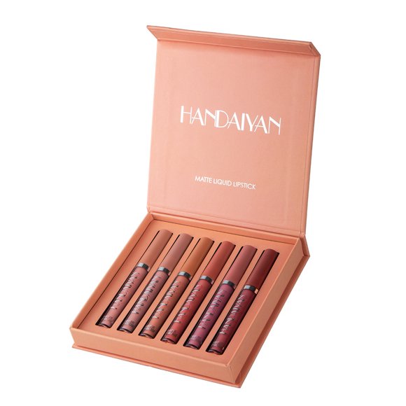 EARKITY 6Pcs Matte Liquid Lipstick Set, Dark Bright Red 24-hour Lip Gloss Kit Long-Lasting Waterproof Lip Stain Non-Stick Cup Not Lipgloss Set for Women, 2024 Clearance Sales