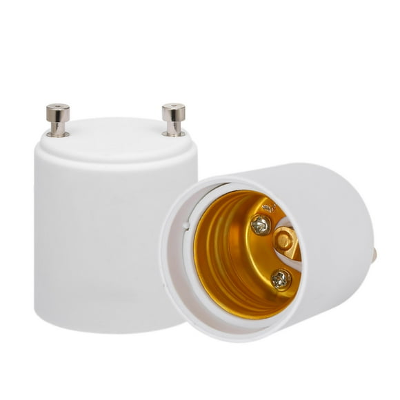 Mistaha 2 Pcs GU24 to E26 E27 Adapter LED Light Bulb Holder Socket Converter PBT Fireproof Material GU24 Pin Base Fixture to E26 E27 Standard Screw-in Socket