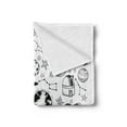 thumbnail image 2 of Cartoon Soft Flannel Fleece Blanket, Hand Drawn Planets Asteroids Constellations Monochrome Elements from the Universe, Cozy Plush for Indoor and Outdoor Use, 50" x 70", White Black, by Ambesonne, 2 of 5