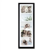 Adeco [PF0287] Decorative Black Wood Wall Hanging Picture Photo Frame with Mat 5 Openings 5x7 inch
