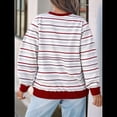 thumbnail image 4 of Camisas de Larga para Mujer, Túnicas Holgadas con Cuello Redondo A Rayas y Bloques de Color de Otoño. Rojo 5XL, 4 of 6