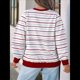 thumbnail image 4 of Camisas de Larga para Mujer, Túnicas Holgadas con Cuello Redondo A Rayas y Bloques de Color de Otoño. Rojo XL, 4 of 6