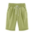 thumbnail image 4 of vigerkar 2025 Women's Shorts Casual Comfy Cotton Linen Shorts Drawstring Elastic Waist Bermuda Summer Knee Length Beach Shorts Green, L, 4 of 4