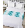 thumbnail image 5 of Xipuska Turquoise Ombre Stripe Bed Runners for King Size Bed, Decorative Bed Throws for Foot of Bed, Farmhouse Simple Striped Bed Runner Sofa Throw Bedding Scarf Protector Slipcover for Bedroom/Hotel, 5 of 6