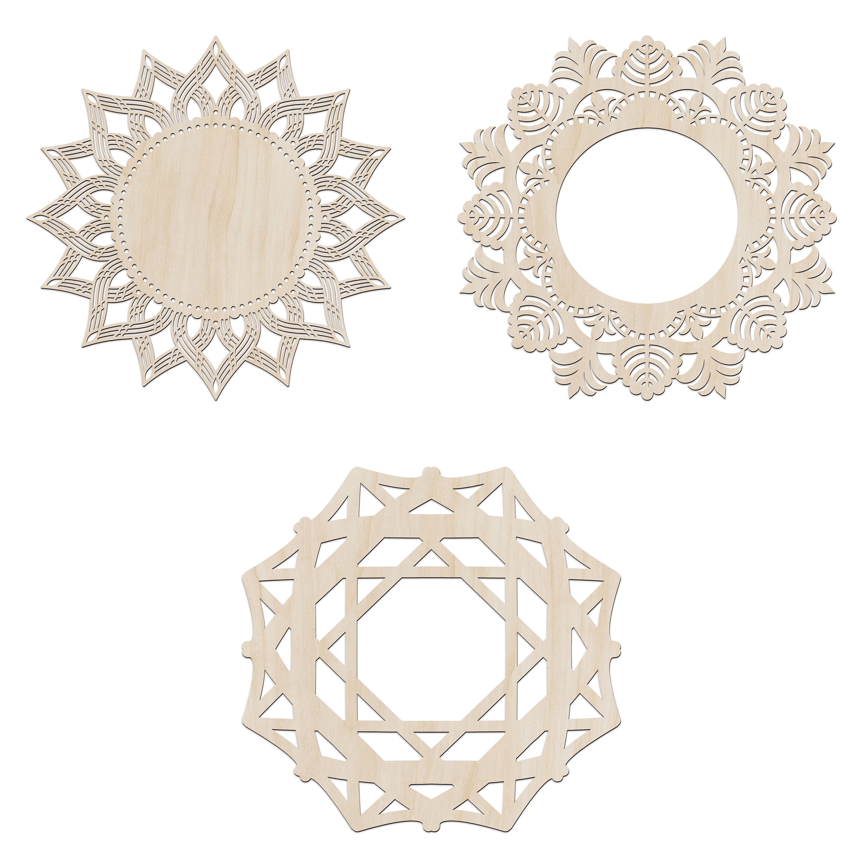 Photo inspiration: Visual Reference: Mandala Wooden Wall Art Set Of 3 Nature Inspired Geometric