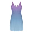 thumbnail image 6 of biudgviw Summer Dresses for Women Gradient Print Sleeveless Mini Dress Casual Pleated V Neck Beach Dress Vacation Outfits, 6 of 6