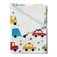 thumbnail image 2 of Cars Soft Flannel Fleece Blanket, Vivid Colored Silhouettes of Transportation Vehicles Bus Taxi Automobile Kids Pattern, Cozy Plush for Indoor and Outdoor Use, 50" x 70", Multicolor, by Ambesonne, 2 of 5