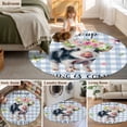 thumbnail image 5 of Round Rugs 5Ft, Spring Pig Round Area Rug Washable Indoor Throw Carpet, Butterfly Botanical Floral Blue Plaid Soft Non Slip Circle Rug for Cabinet Bathroom Home Decor Aesthetic, 5 of 8