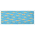 thumbnail image 1 of Lotus Kitchen Mat, Japanese Themed Blooming Floral Design with Geometric Lines and Dots, Plush Decorative Kitchen Mat with Non Slip Backing, 47" X 19", Marigold Blue White, by Ambesonne, 1 of 1