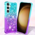 thumbnail image 5 of Compatible with Samsung Galaxy S24 Plus Cute Case Glitter Gradient Quicksand Case Luxury Bling Sparkle Colorful Phone Cover Women Girls Girly Slim Soft TPU Liquid Case,Purple Green, 5 of 15