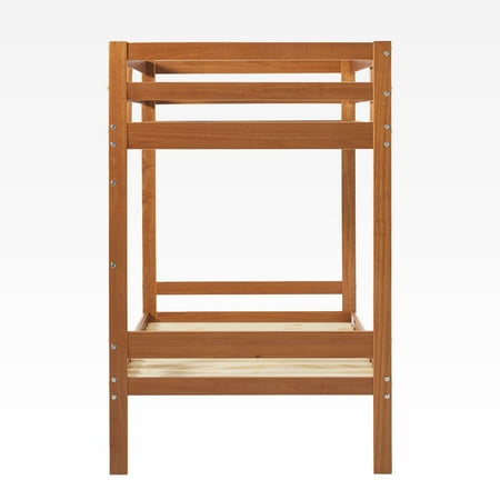 Walker Edison - Minimalist Slatted Solid Wood Low Queen Bedframe - Natural Pine