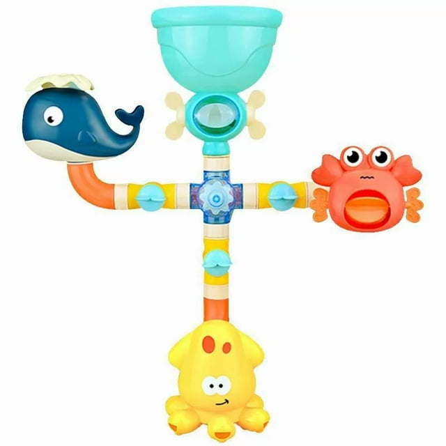 Baby bath water toy for Toddlers Age 2-4 Kids Bath Pipes Toys for 2 3 4 5 Years Boys and Girls Tub Water Toys with Color Box Birthday Gift