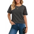 thumbnail image 3 of UVN Blouses for Women Lace Short Sleeve Shirts Summer Casual Dressy Crewneck Pleated Tunic Tops, 3 of 9