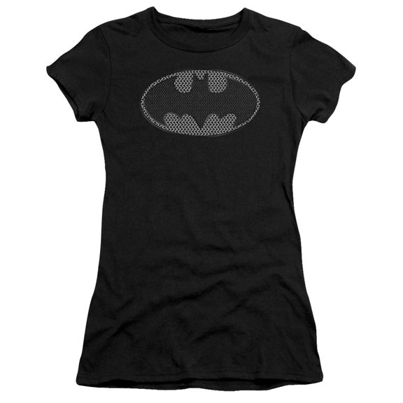 Batman Chainmail Shield S/S Junior Women's T-Shirt Sheer Black