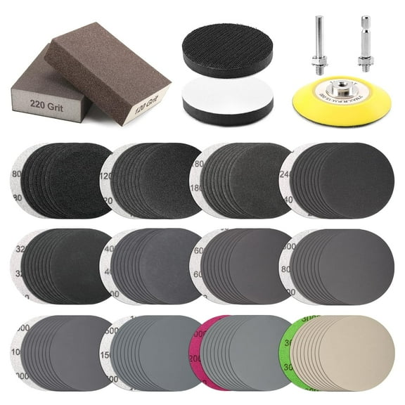 100Pcs Kit 3 Inch Wet Dry Sandpaper Hook Loop Round Sanding Discs Abrasive Pads
