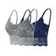 thumbnail image 1 of 2 piezas de sujetador de encaje con tirantes sólidos para mujer, ropa interior de poliéster con huecos, 1 of 1