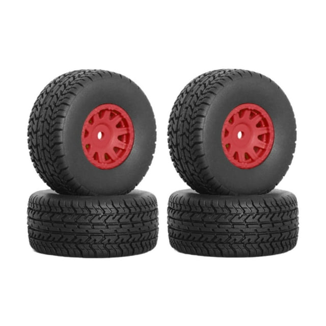BELOVING 4 Pcs Pneus RC avec Jante Accessoires DIY pour Modèle de Crawler Ara550116 Rouge