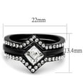 thumbnail image 2 of Luxe Jewelry Designs 3-Piece Women's Black IP Stainless Steel Wedding Ring Set with Clear Crystals,, 2 of 4