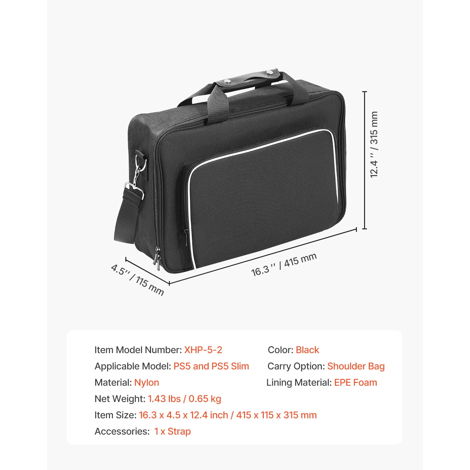 KFFKFF PS5 Transport Case, Journey Satchel for Playstation 5 & PS5 Slim, Water-Resistant Fabric, Cushioned Interior & Segmented Padding for Enhanced Safety, Roomy Layout with Handle for Storing