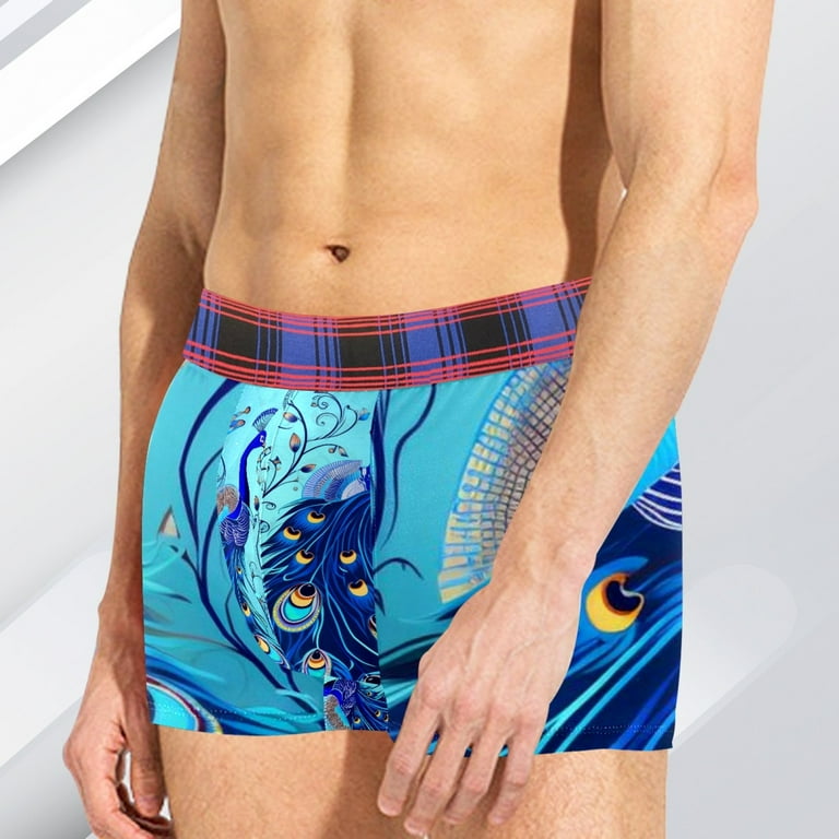 Men s Underwear Boxer Briefs Polyester Soft Underwear Boxers for Men XL Blue Feather Peacocks Walmart
