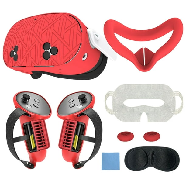 Juego Accesorios Protección VR Kit 7 Piezas para Meta Quest 3S () Rojo