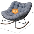 thumbnail image 3 of Egg-Shaped Rocking Chair Indoor &Outdoor, E-Coated Papasan Rocking Chair with Cushion, Super Comfortable Leisure Chair for Living Romm, Patio, Porch, Garden, Backyard, Grey, 3 of 10