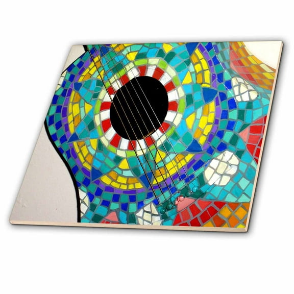 3dRose, Photo Of Colorful Guitar Made With Mexican Tiles, 8 Inch Ceramic Tile