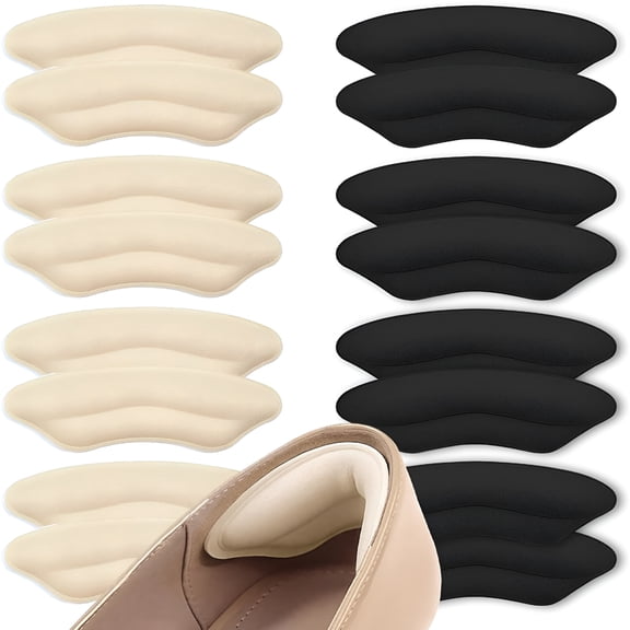 XIRQI 8 Pairs Heel Pads for Shoes Heel Grips Liner,Soft Heel Cushion Pads Heel Inserts for Shoes Too Big Women Men,Anti-Slip Fillers Heel Protectors for Blisters,Friction&Heel Pain