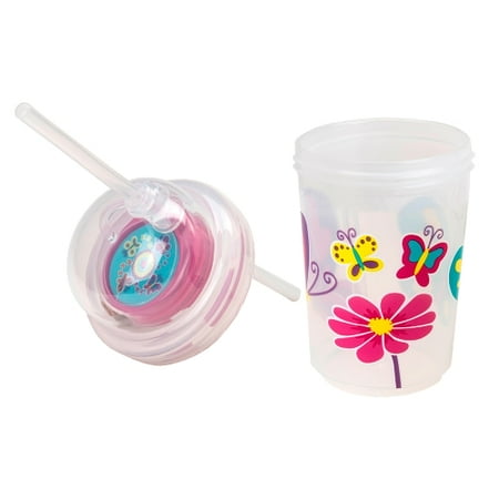 Sip Straw - Sip & Spin Fun Straw Cup, Butterflies Fly Around When You Drink, by nuSpin Kids