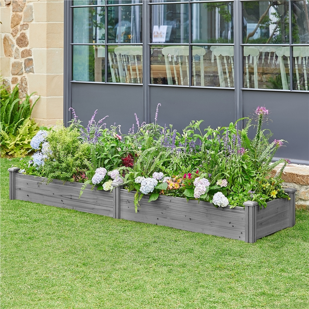 Renwick Wooden Raised Garden Bed Divisible Planter Box,Gray