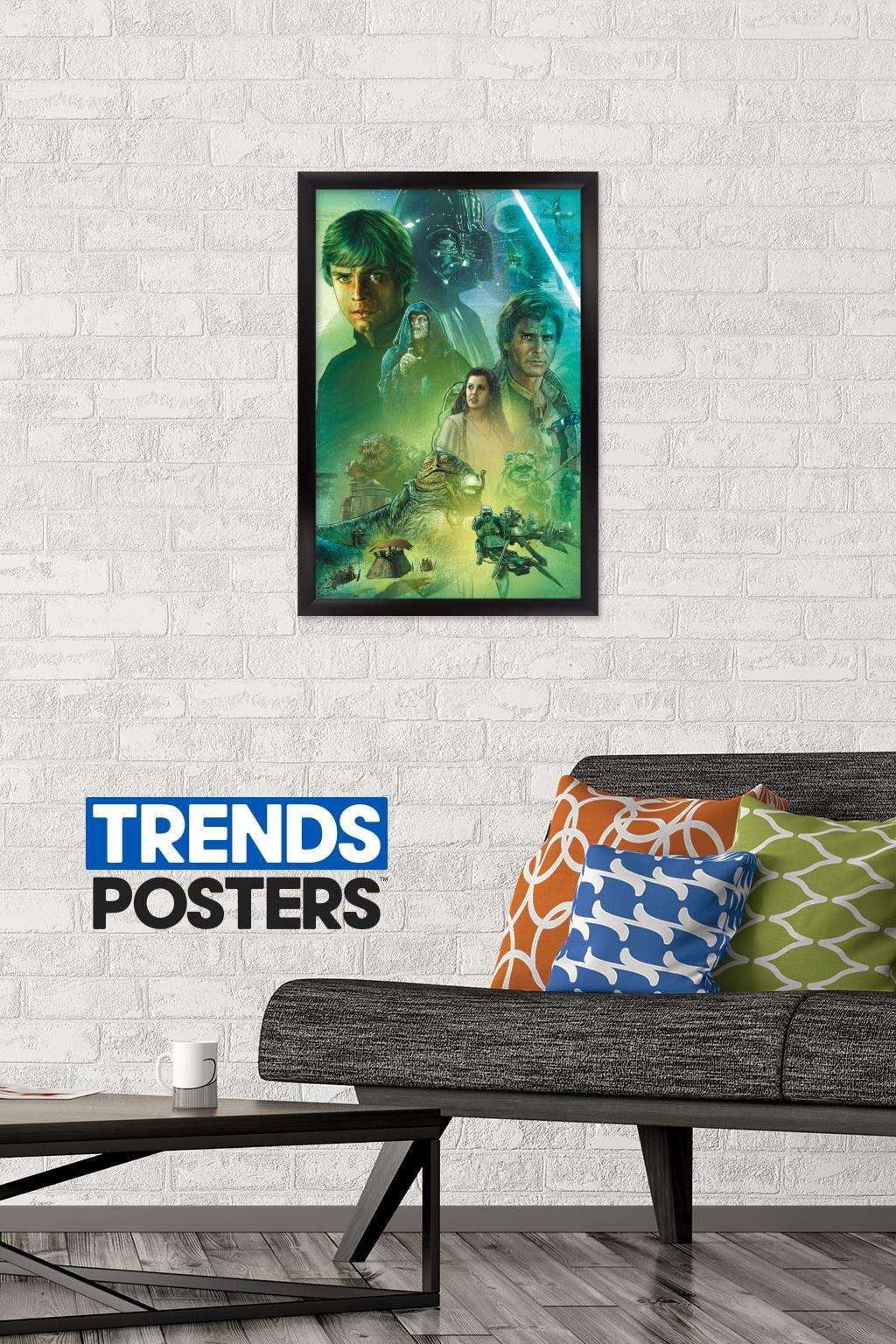 Star Wars: The Return Of The Jedi - Celebration Mural Wall Poster, 14.725" x 22.375", Framed