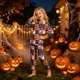 thumbnail image 2 of felwors Halloween Pajamas Big Boy Girls Crew Neck Cute Print Pajama Sets Long Sleeve Lovely Sleepwear 2 Piece Pjs Multiple Cartoon Jammies Pajama (Blue,4-5 Years), 2 of 7